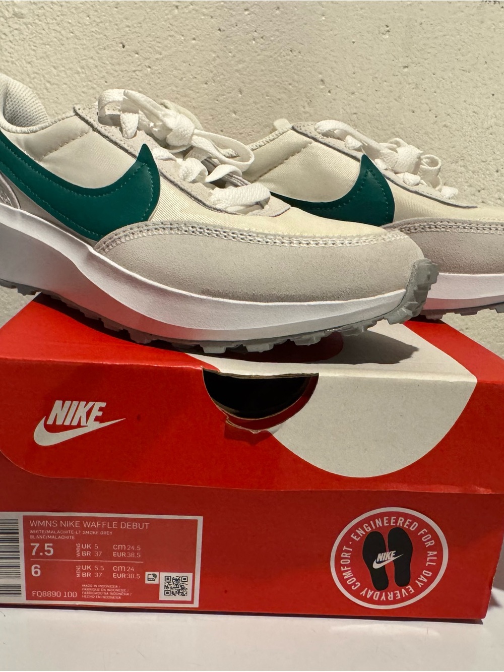 Nike White Sneakers with Teal Swoosh